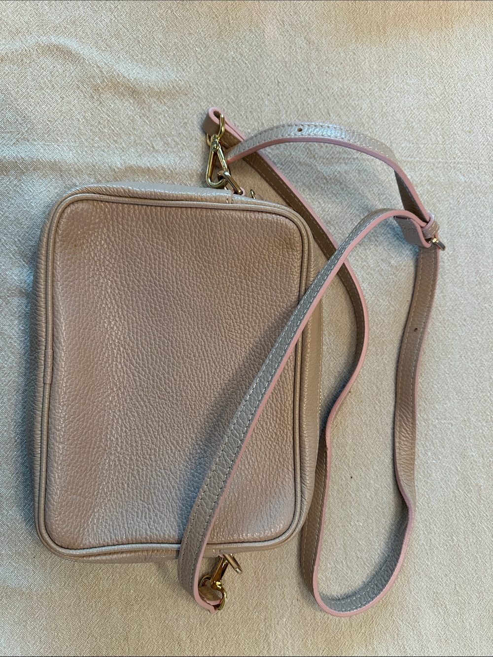 Quince Dusty Pink Italian Leather Crossbody Bag